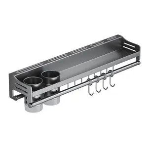 Kitchen Organizer Rack No-Drill Multi-Functional Wall-Mounted Condiment Utensil Knife Storage Shelf Home Storage Solution