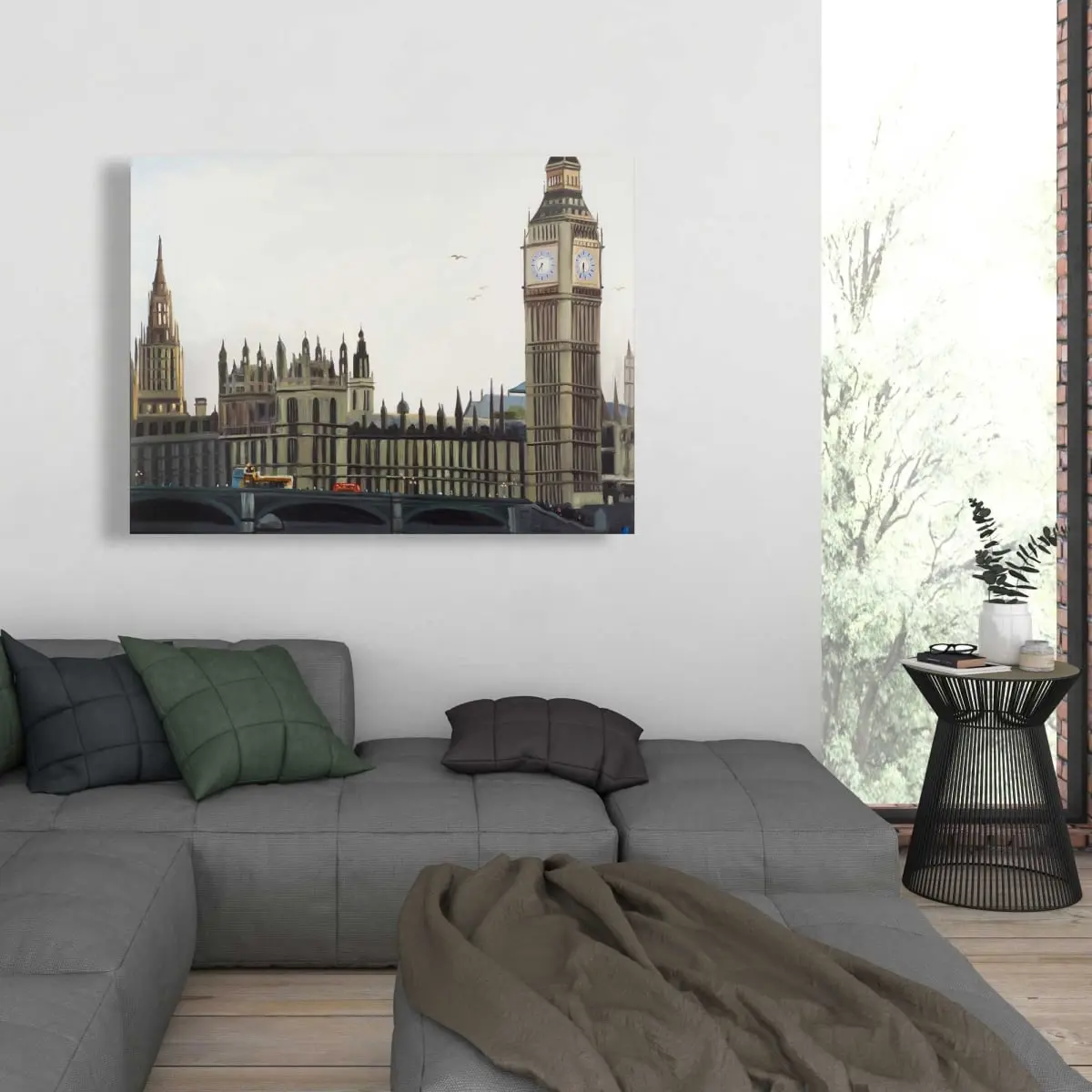 Begin Home Decor C1RC3648KH3ZB2 36 x 48 in. Big Ben Clock Elizabeth Tower Beige Canvas Home Decor Art
