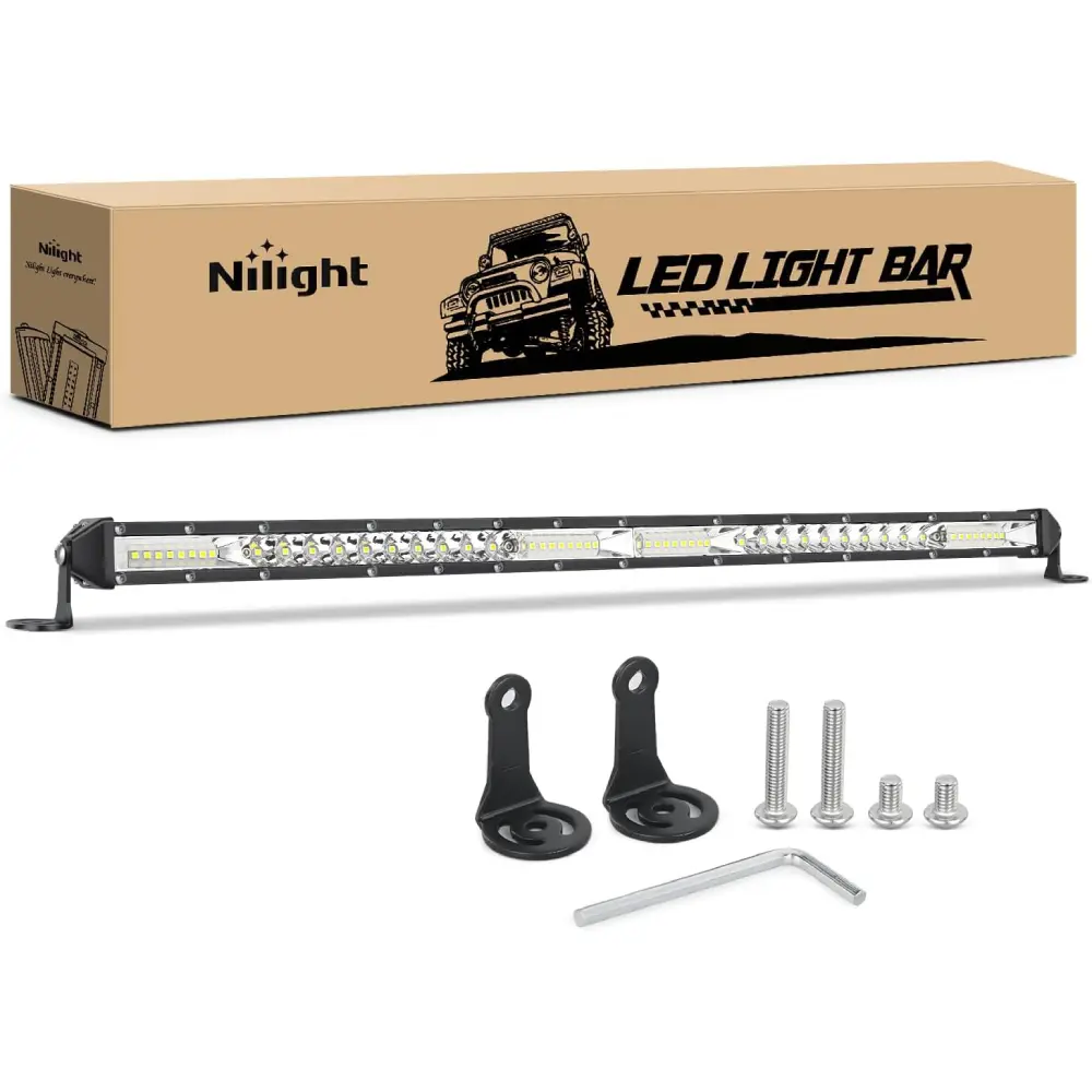 Nilight Slim 21-Inch Single Row 52LED Spot-Flood Combo Light Bar - Fog, Driving Use for 4x4 Trucks - Roof, Bumper, Underglow LED Spotbars, Car LED Lights, Led Lights Car
