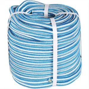 1/2in 150ft Nylon Braided Rope High Force Polyester Cord Heavy Tree Work Line Suitable for Outdoor Use Blue White