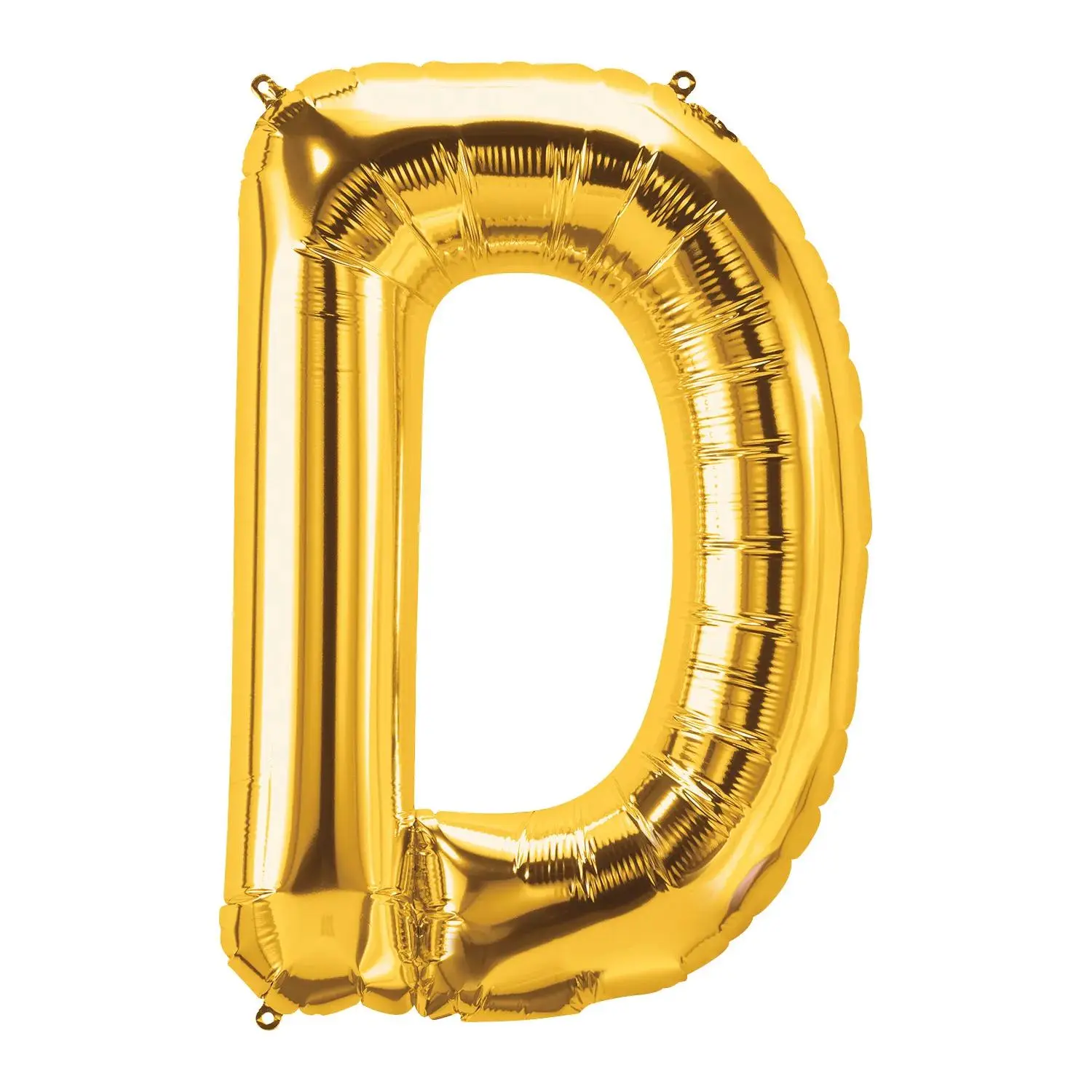 34 in D-Shaped Gold Mylar Letter Balloon - Wedding, Anniversary Festive Party Decor Supplies, Letter Balloons