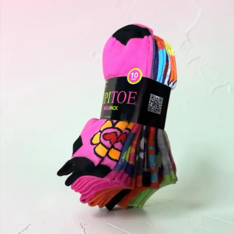 Tipi Toe Women’s 10-Pair Lightweight, Colorful Socks