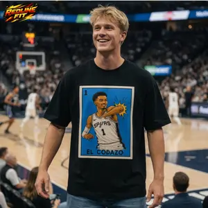 Crazy Hispanic El Codazo Wemby Basketball Player TShirt Spurs Lotería Style Graphic Tee Retro Sports Fan Shirt Vintage Inspired Unisex Tee