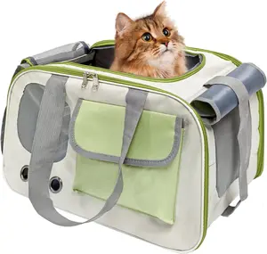 Cat Carrier,Pets Dog Carriers for Travel, Large Capacity Pet Carrier Bag, Portable Shoulder Dog and Cat Carrier with Ventilation Window Soft-Sided Breathable Mesh Pets Carriers For Small-Medium Cats Puppies, Airline Approved- Green