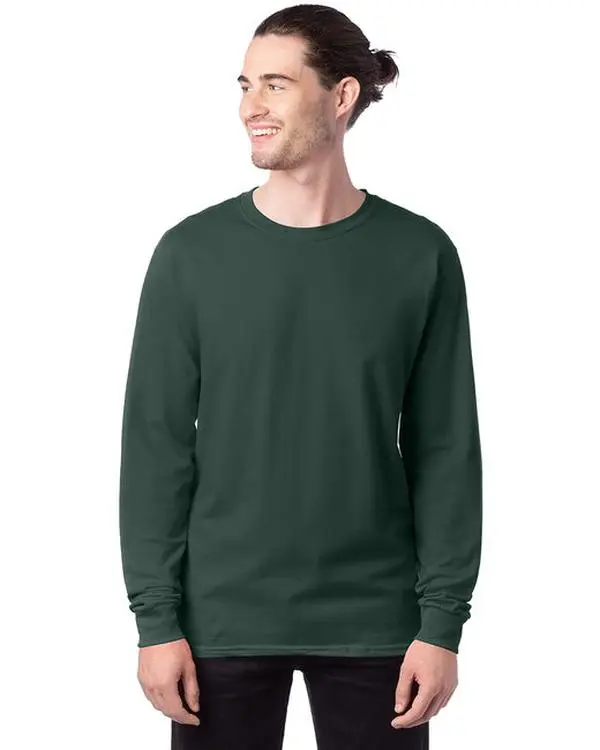 Hanes Men's Long Sleeve T-Shirt, Classic Fit Crew Neck in Soft Cotton for Casual Wear & Streetwear, Tag-Free with Durable Double-Needle Stitching at Hem, Smooth, Menswear, Round Neck