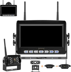 Wireless Backup Camera RV with 7 Inch Monitor Split Screen, Recording Back Rear View Camera Night Vision 1080P HD Compatible with Furrion Pre-Wired Truck Trailer Motorhome