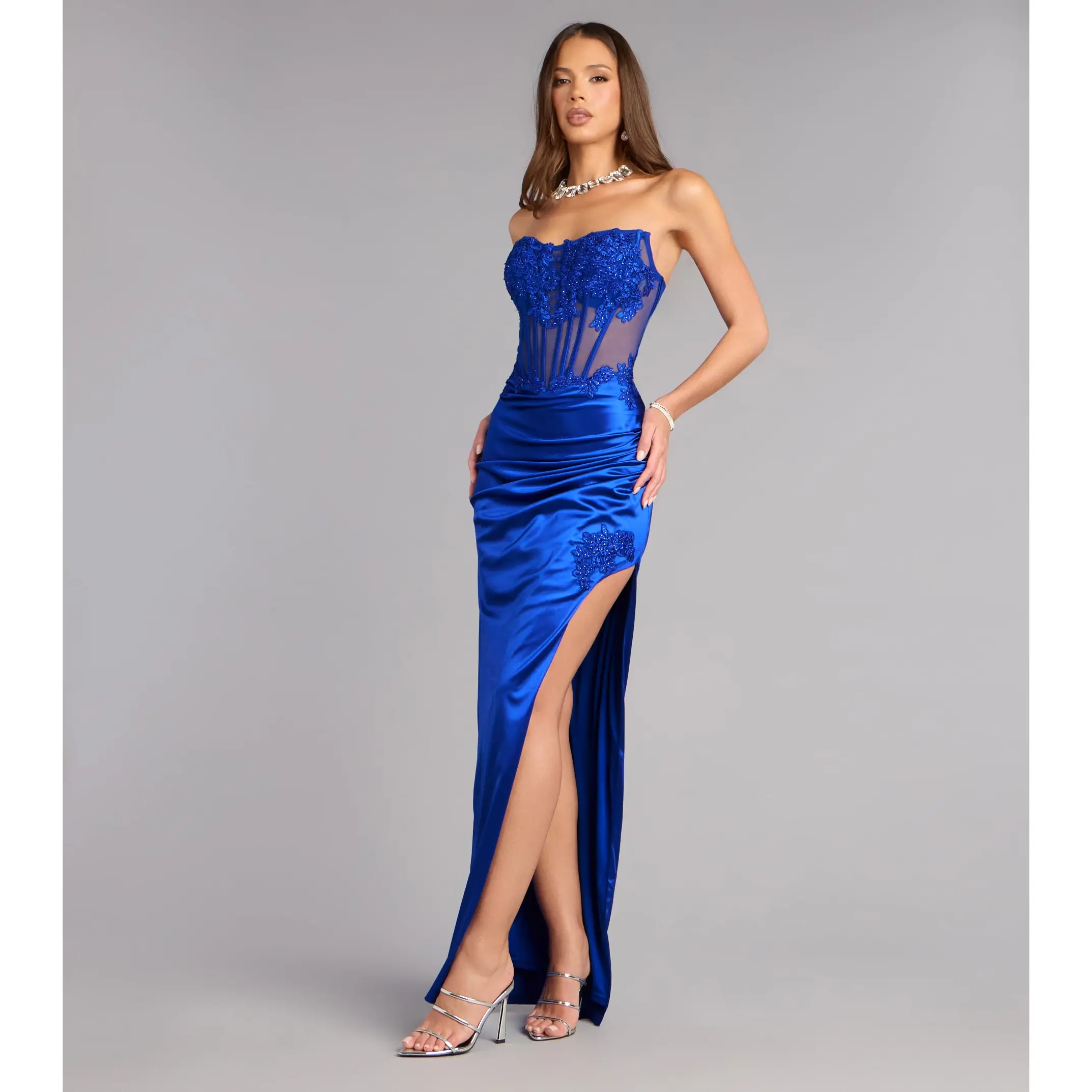 Adria Satin Corset Column Formal Dress - TikTok Shop