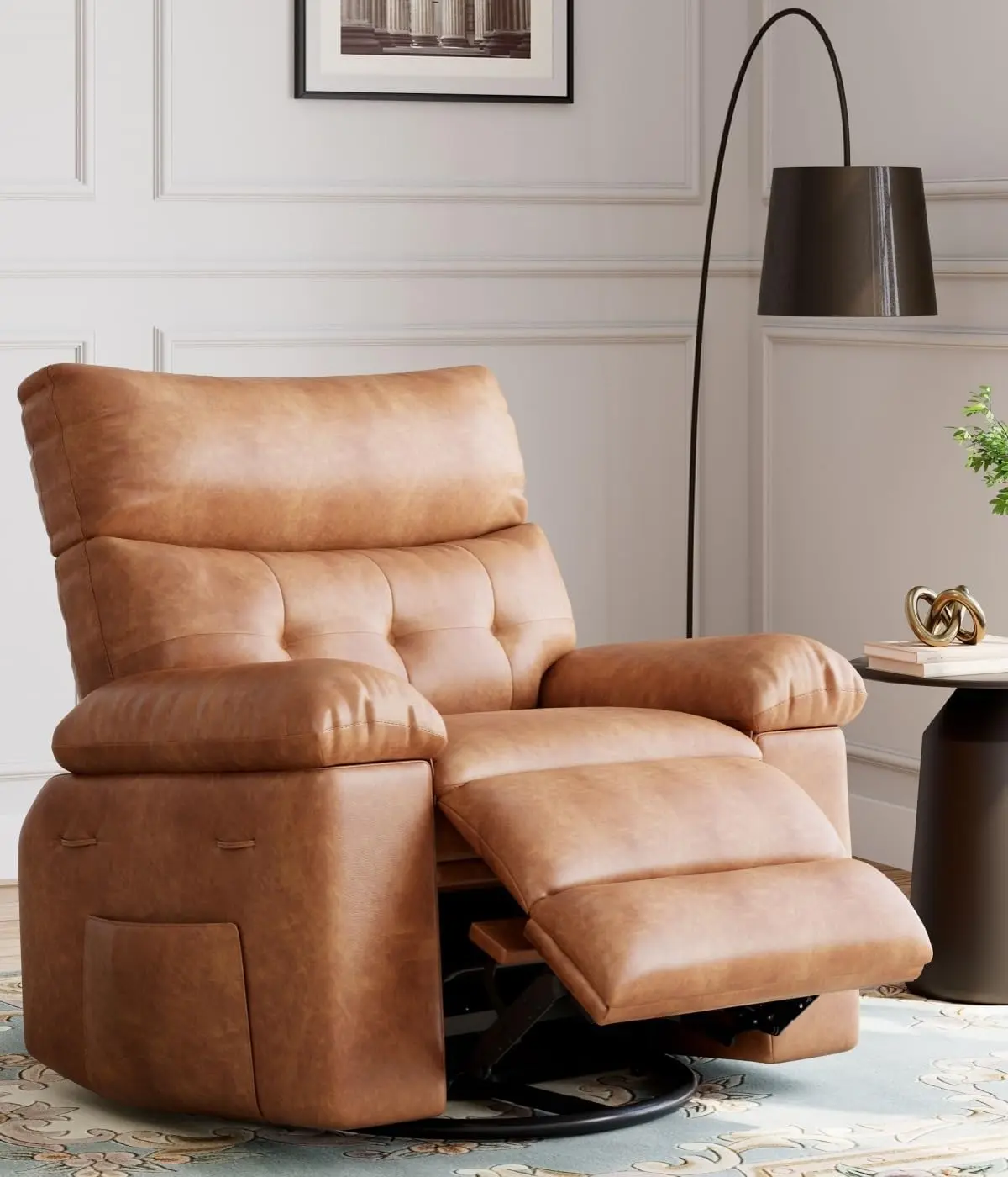 Oversized Massage Recliner Chair - Swivel Rocking Recliner with Heat - Remote Control Manual Recliner for Living Room - Coffee