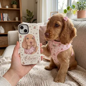 Custom Pet Portrait Phone Case | Personalized Petful Name Illustration Cover