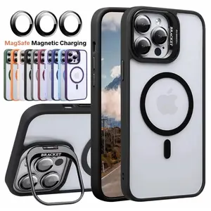 Defender Magsafe Phone Case For iPhone 17 / 16 / 15 / 14 / 13 / 12 / Plus / Pro / Pro Max / Shockproof Magnetic With Camera Lens Cover Case with Stand Kickstand Casing Protection Transparent