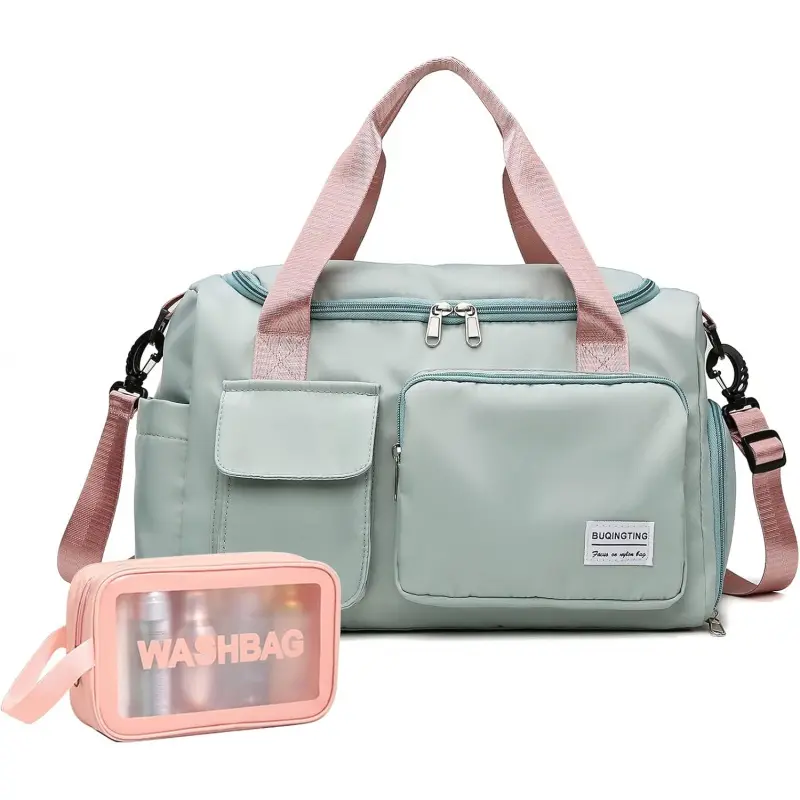 Small Gym Bag for Women, Travel Duffle Bag Carry On Weekender Bag with Shoe Compartment, 05#   green, Gym Bag & Toiletry Bag, Gym Bag&toiletry Bag|     Travel Duffels