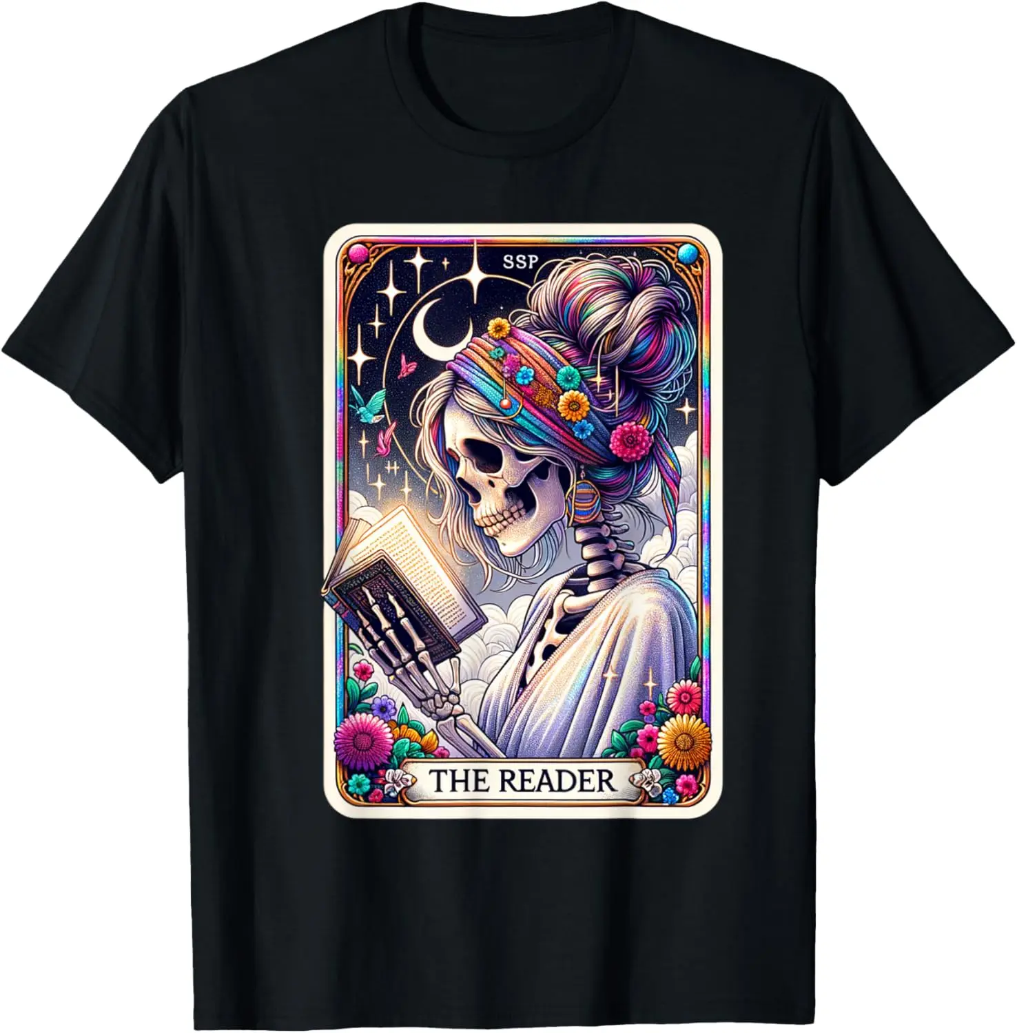 The Reader Funny Tarot Card Women Book Lover Librarian Read T-Shirt Pure Cotton Graphic Tees Menswear Top: Gifts for Men & Women, Natural, Shortsleeve