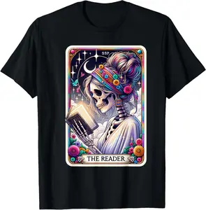 The Reader Funny Tarot Card Women Book Lover Librarian Read T-Shirt Pure Cotton Graphic Tees Menswear Top: Gifts for Men & Women