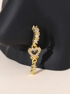 Luxurious Copper Heart Nose Ring with Cubic Zirconia, Body Jewelry, Perfect for Valentine's Day Gifts, Designed for Women