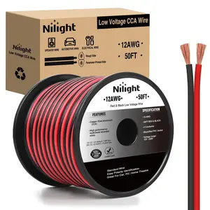 Nilight 50FT 16AWG Copper Clad Aluminum Flexible Cables, 16/2 Gauge Red Black CCA 2-Conductor Parallel Electrical Cable, 12V/24V DC Low Voltage Extension Cord for Car Audio Radio Speaker Amplifier Plastic Device Strip
