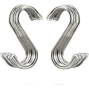 20 Pack 3.4" S Shaped Hooks Stainless Steel Metal Hangers Hanging Hooks For Kitchen,Work Shop,Bathroom,Garden
