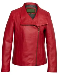 Women’s Red Biker Leather Jacket