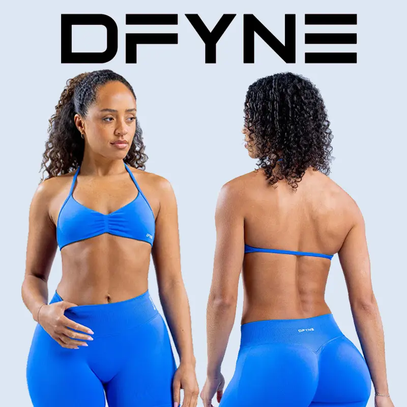Unisex Fit DFYNE 2-Piece Blend Fabrics Sports Bra-Shorts Set, Solid Plain Design, Impact Strap, Support Boost for Workout Routines