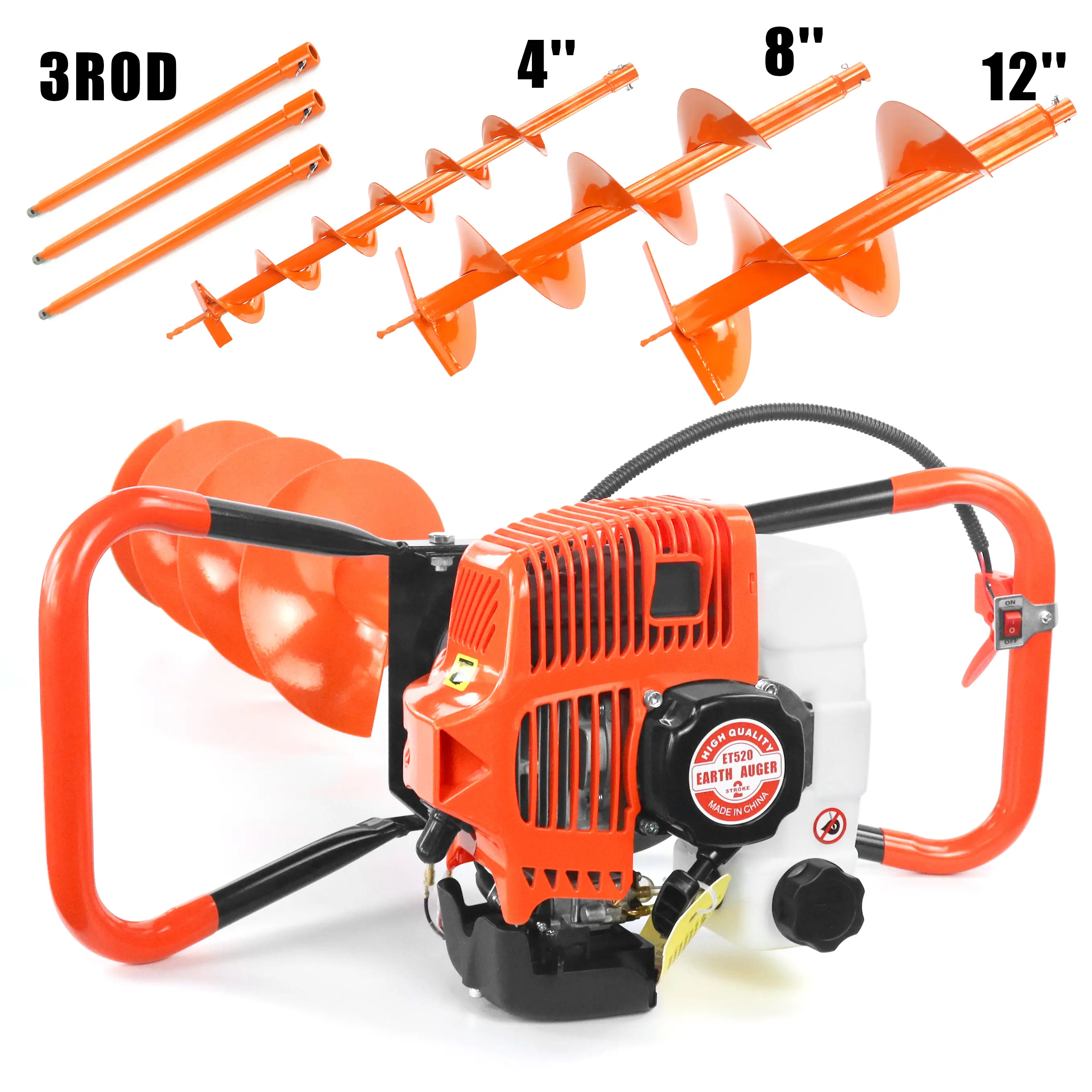 52cc Powerhead +4'' 8'' 12''drill+3*rod