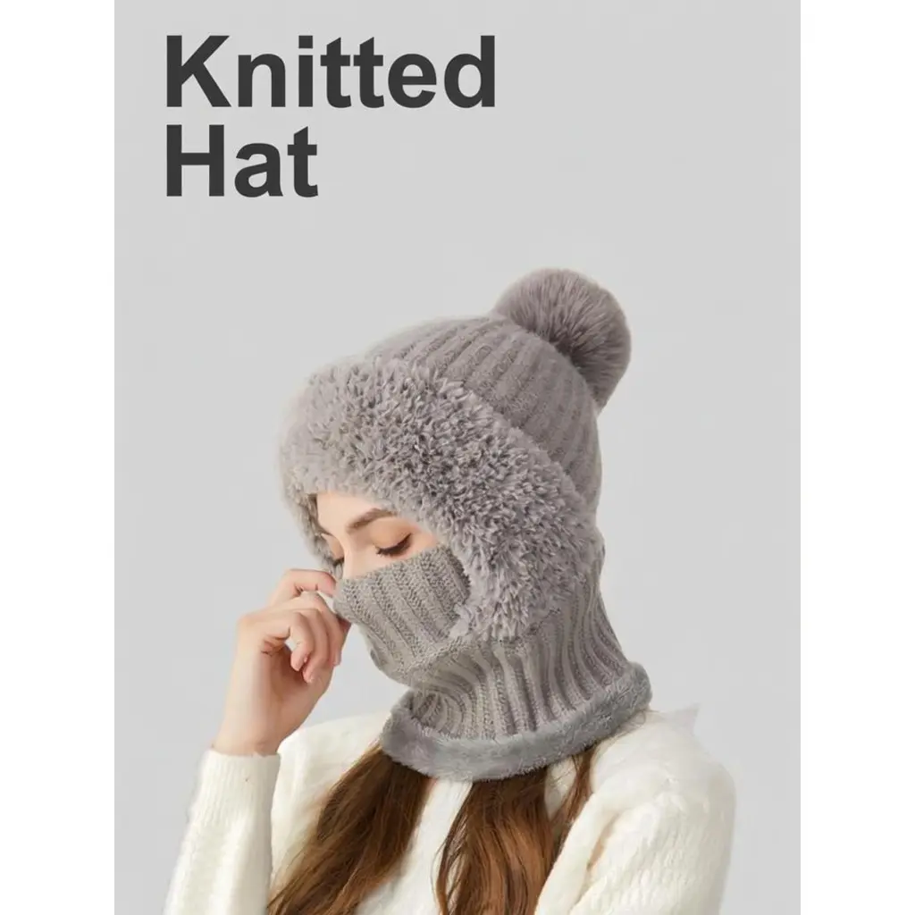 Winter Warmth: All-in-One Knitted Hat, Scarf, and Face Mask—Windproof Outdoor Balaclava and Neck Warmer, Ideal for Outdoor Activities