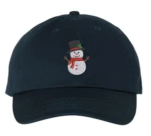 Snowman Baseball Cap – Embroidered Christmas Snowman Hat, Festive Holiday Dad Cap