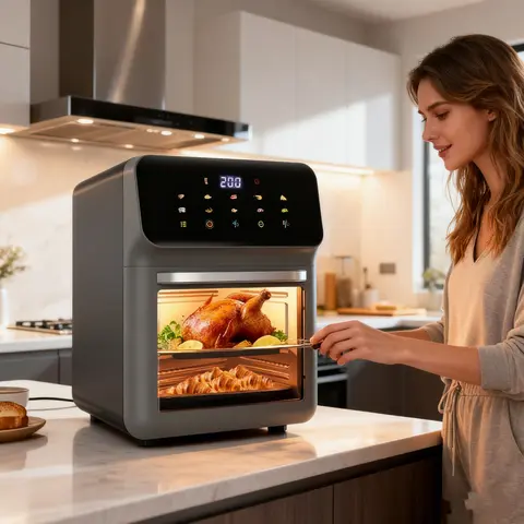 Countertop Oven Set, 10-in-1 Multifunctional Air Fryer Toaster Combo, Roast, Bake, Roast, Reheat, No Frying, Stainless Steel, LED Digital Touch Screen, Visible Window, Healthy Cooking, Space Saving Design (10L, 10.57 Quarts)