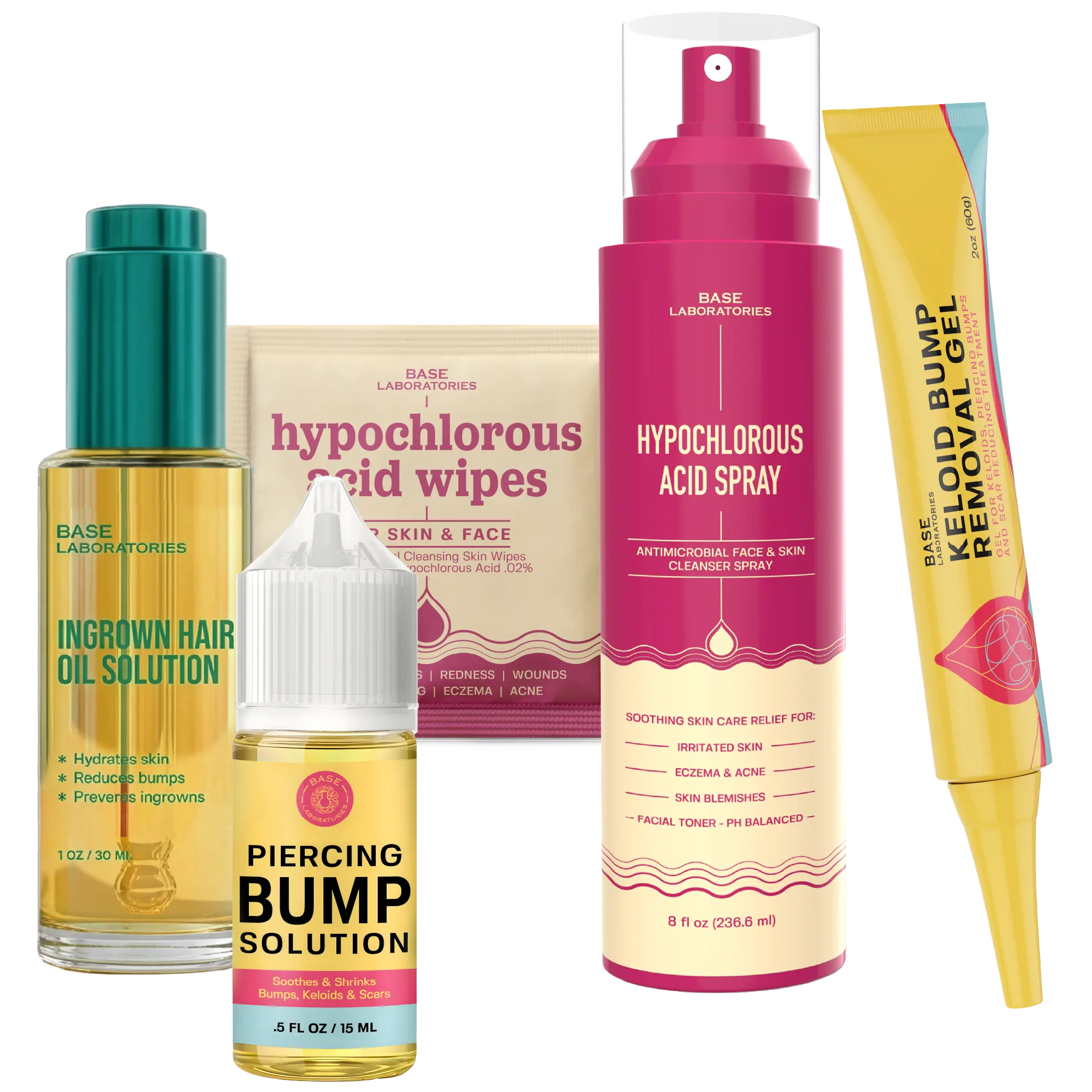 HOCL Complete Recovery Kit – Hypochlorous Acid Spray + Wipes, Bump Oil + Keloid Gel + Ingrown Oil for Face & Body Skin Care