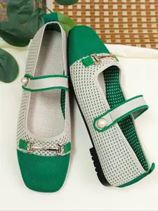 Women's Comfortable Mule Flats, Square Toe Design, Breathable Spring & Fall Casual Commuter Shoes, Perfect for Moms, All Seasons Wear