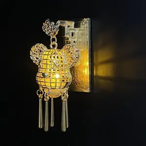 Luminous lantern refrigerator stickers New Chinese style pavilion tassel refrigerator pendants ancient style palace pearl pendants