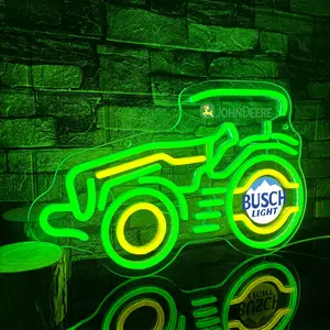 Vintage Tractor Neon Sign - Decorative Neon Light, USB Powered, Dimmable, Wall-Mounted, Personalized Cute Green Vehicle LED Light for Home Man Cave Garage Bar Bedroom Birthday Gift for Boys Men Neon Lights