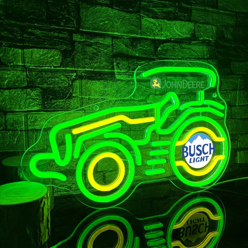 Vintage Tractor Neon Sign - USB Powered, Dimmable, Wall-Mounted, Personalized Cute Green Vehicle LED Light for Home Man Cave Garage Bar Bedroom Birthday Gift for Boys Men Neon Lights