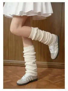 1 Pair Lazy Style Vertical Rib Slouchy Socks, Sweet & Edgy Y2K Style Leg Warmers, Daily Versatile Socks Womenswear