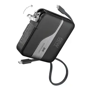 Power Bank with Built in Cables & AC Wall Plug,65W Fast Charging,Portable Charger ,20000mAh External Battery Pack for iPhone17/16/15/14/13/12 Pro, iPad, MacBook Air, Samsung Compact Smartphone