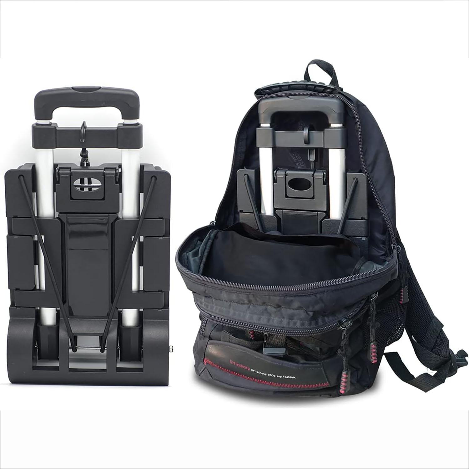 Folding Hand Truck Aluminum Trolley 2 Wheels Fold Up Hand Cart with Elastic Ropes