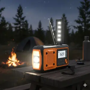 Portable Emergency Radio & LED Flashlight: AM/FM, SOS Signal, USB Phone Charger, Outdoor Survival Gear for Camping & Power Outages.