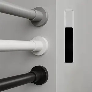 No Drill Stainless Steel Extendable Clothes Rod, Thickened Adjustable Tension Pole, Multi-Purpose Support Bar for Wardrobe Storage, Easy Install Hanging Rail for Home UseNo Drill Tension Rod, Extendable Clothes Rod, Stainless Steel Pole,