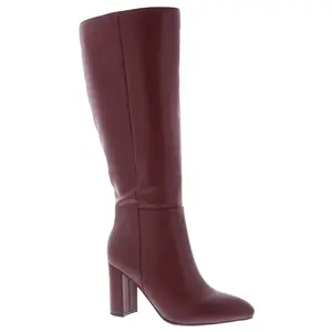 HAILY WIDE CALF BLOCK HEEL KNEE HEIGH BOOTS-WINE
