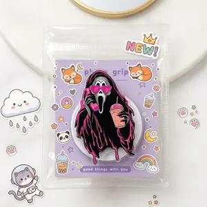 Cute Scream Ghost Phone Grip, Heart Glasses & Drink, Magnetic Pop Grip for Teens & Trendy Horror Fans