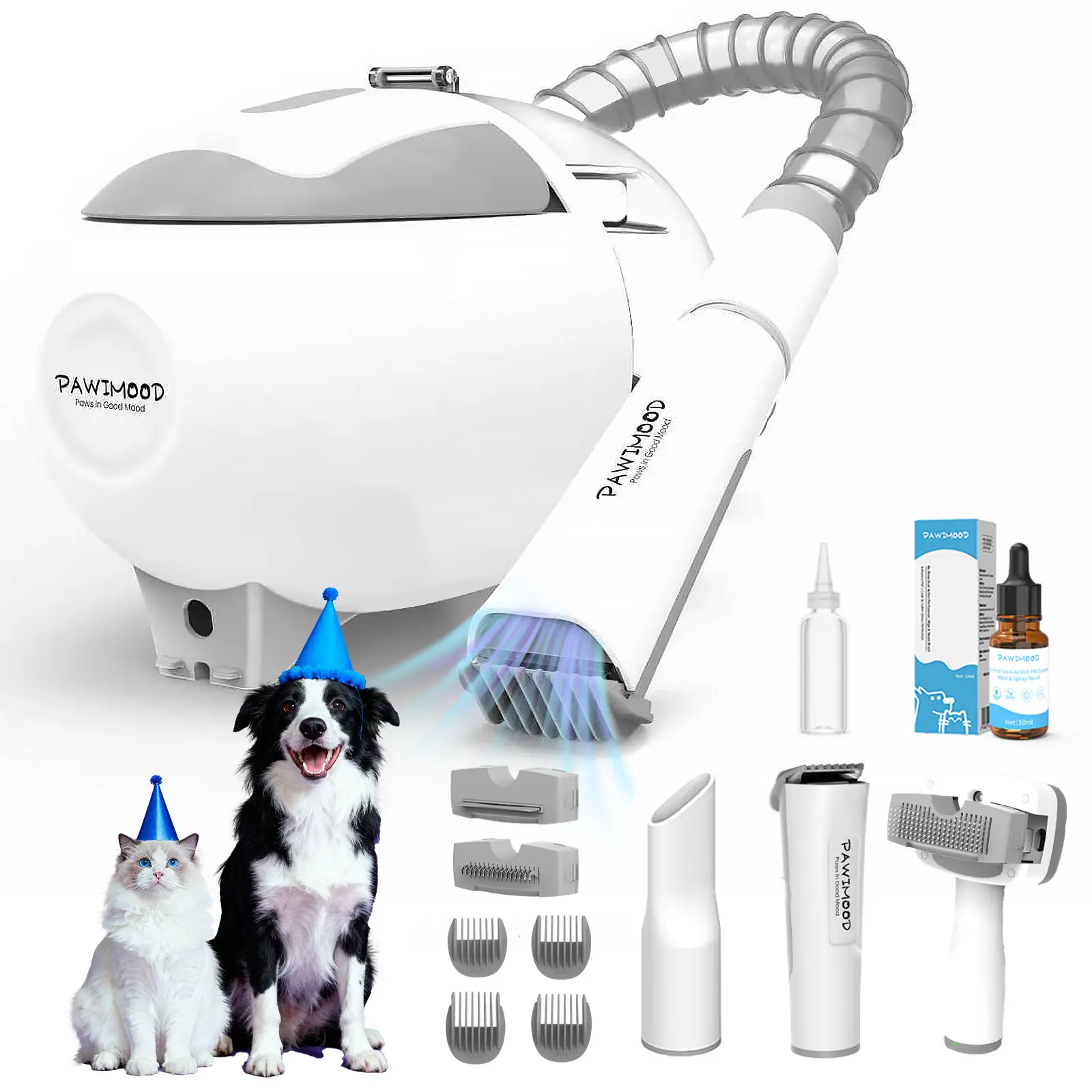 Pawimood 5-in-1 Pet Grooming Vacuum for Shedding Grooming, 13000PA Strong Suction Dog Grooming Kit with 2L Dust Cup, Professional Hair Removal and Home Cleaning Tool