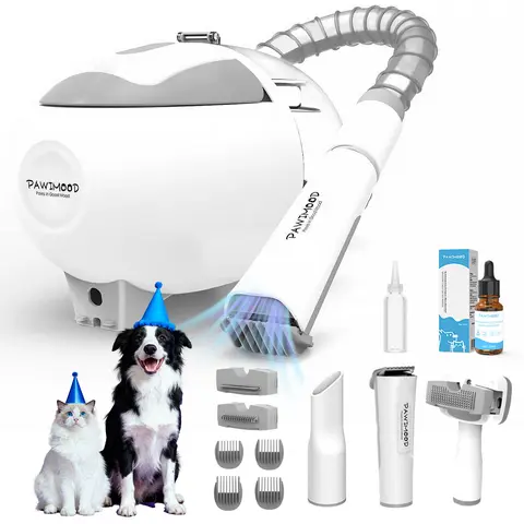 Pawimood 5-in-1 Pet Grooming Vacuum for Shedding Grooming, 13000PA Strong Suction Dog Grooming Kit with 2L Dust Cup, Professional Hair Removal and Home Cleaning Tool