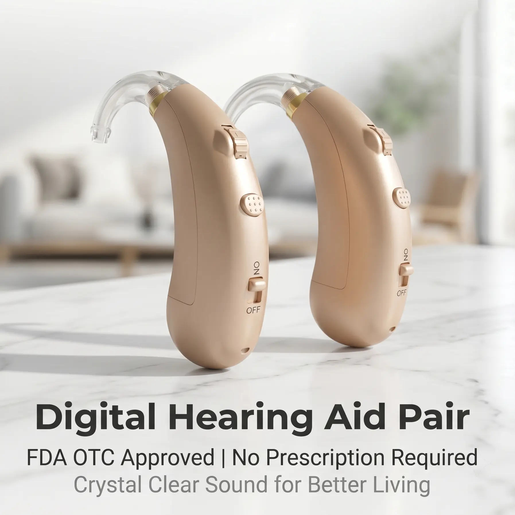 Coniler D-206 OTC Rechargeable Digital Electronic In-Ear Hearing Aids Pair for Elderly Adults - Healthcare Medical Supply, Automatic, 130db Saturation, Soft/Std/Loud Swap, Enhanced Sound Clarity, No Prescription Needed, Ideal Father's Day Gift