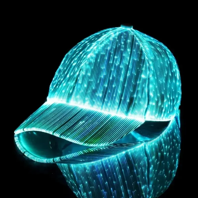 7-Color Changing Fiber Optic Cap - USB-Rechargeable Luminous Party Cap for Festive Gifting