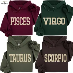 FULL 12 Zodiac Hoodie – Minimalist Zodiac Hoodies for Women For Mens, Astrology Graphic Pullover Hoodie, Unisex, Perfect Birthday Gift for Zodiac Lovers - By Thanya LLC