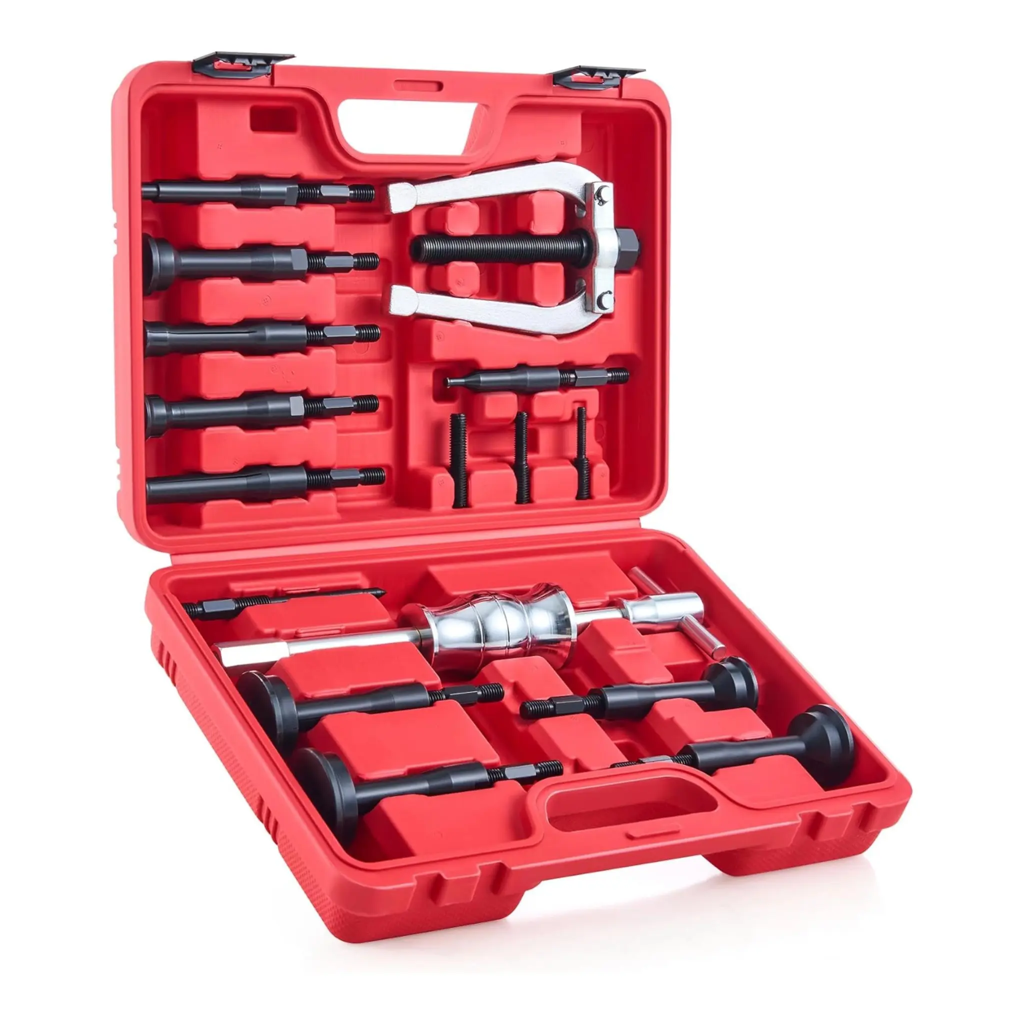 Orion Motor Tech Blind Hole Collet Bearing Race and Seal Puller Extractor Kit, Blue/ Red Slide Hammer Pilot Insert Inner Internal Bearing Removal Tool Set, 16PCS, car stuff, tool box, Automotie Repair Tools