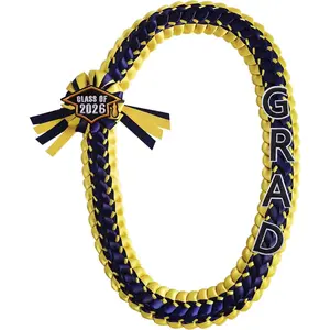 Graduation Leis 2026 Graduation Ribbon Lei Double Braided Necklace Handmade Congrats Graduates Money Leis