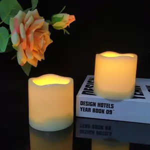 2 Pack 3’’ Battery Operated Flameless Candles with Timer Flickering Pillar Waterproof Candle LED Lights for Wedding Halloween Thanksgiving Christmas Decoration
