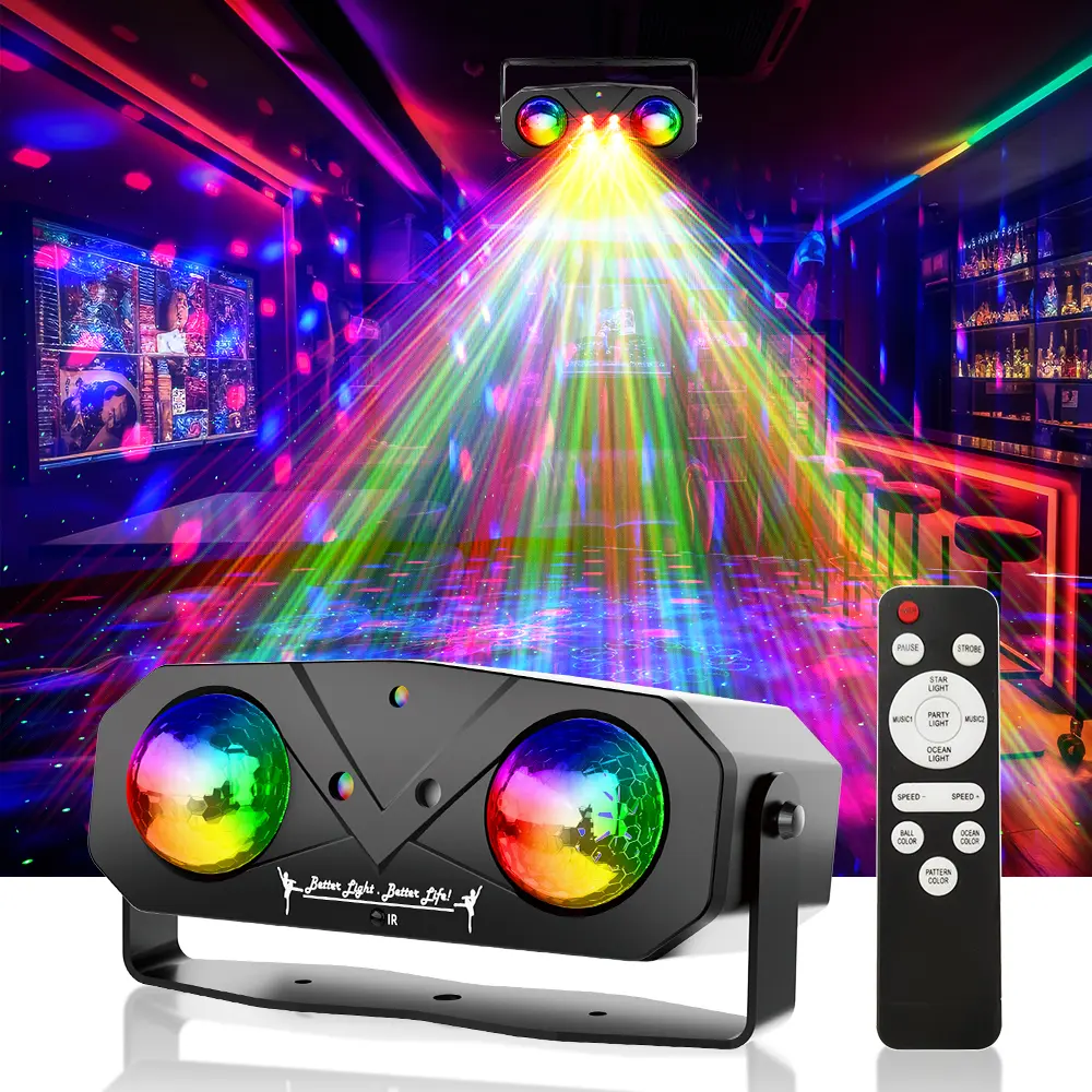 RGBW Strobe Christmas LED Ripple Lights, Colorful Rotating Laser Party Lights with Remote Control for Bars, Home Improvement Novelty Lighting, DJ Performances, Led Lights