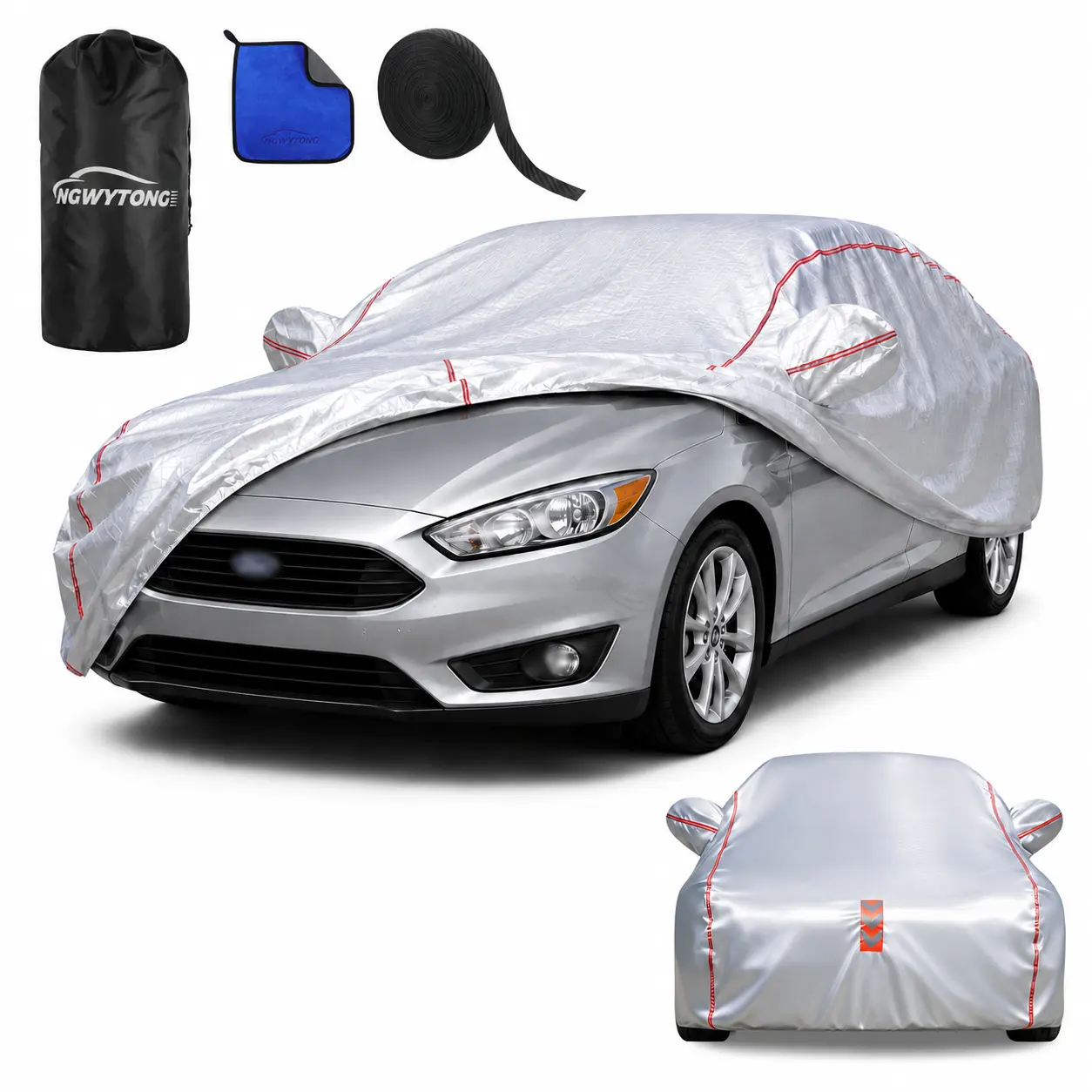 Car Cover for Ford Focus 2012-2018 Ford Escape 2020-2025 Ford Fusion 2013–2020,All-Around Fastening 60s Quick-Install, 4 Upgrades for Car Cover Waterproof All Weather, Cars Accessories Waterproof Full Exterior Cover Weather Car Cover Car Cover Custom Fit