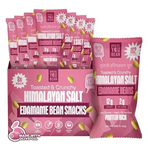 Where You Bean Edamame Beans Snack (Himalayan Salt) - Crunchy and Dry Roasted Edamame Beans - High Protein Snacks, Keto and Vegan Healthy Snacks for Adults & Low Carb Asian Snack 0.9 oz (Pack of 8)