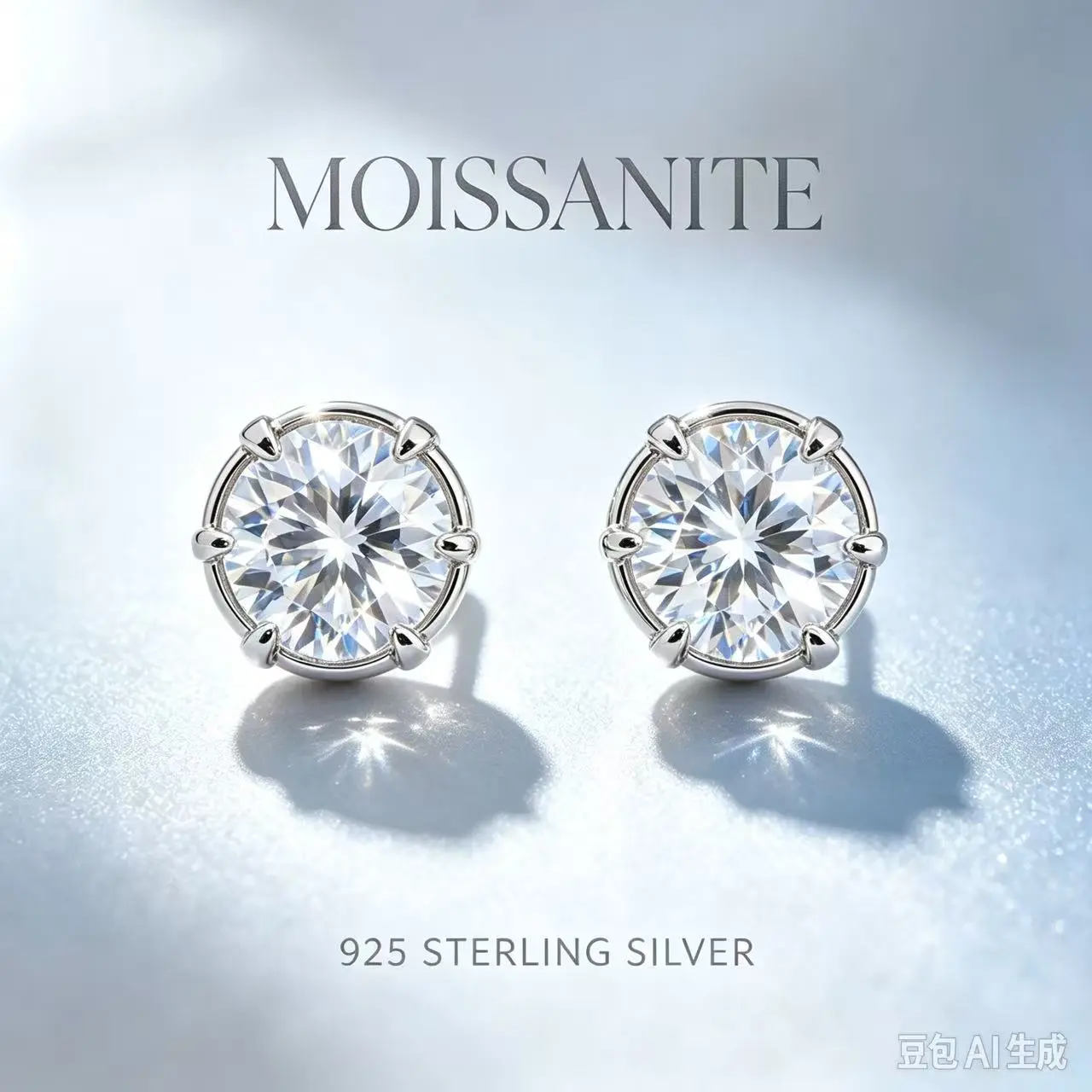 T083 5.0mm Moissanite Stud Earrings, 925 Sterling Silver Post, Sparkling Daily & Bridal Jewelry
